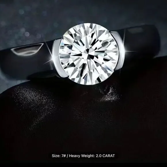 NEW Gorgeous 2 Carat Moissonite Ring 925 Sterling Silver 18K GP